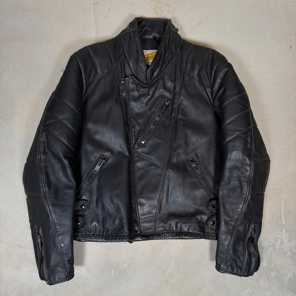 Rare 1983 exclusive Schott Perfecto 555 Black Leather Biker Jacket Padded sz 42